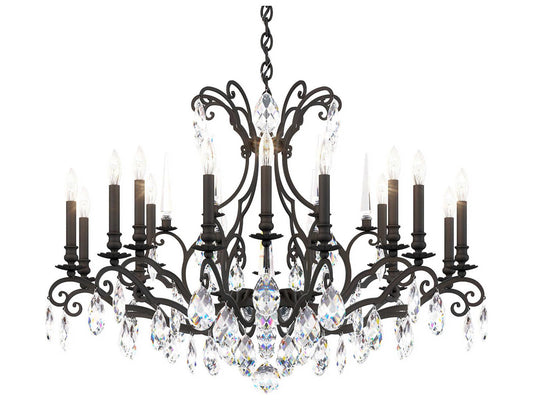 Schonbek Renaissance Nouveau 18-Light Candelabra Chandelier in Black with Heritage Crystal
