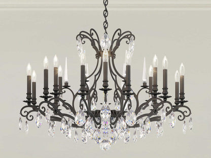 Schonbek Renaissance Nouveau 18-Light Candelabra Chandelier in Black with Heritage Crystal