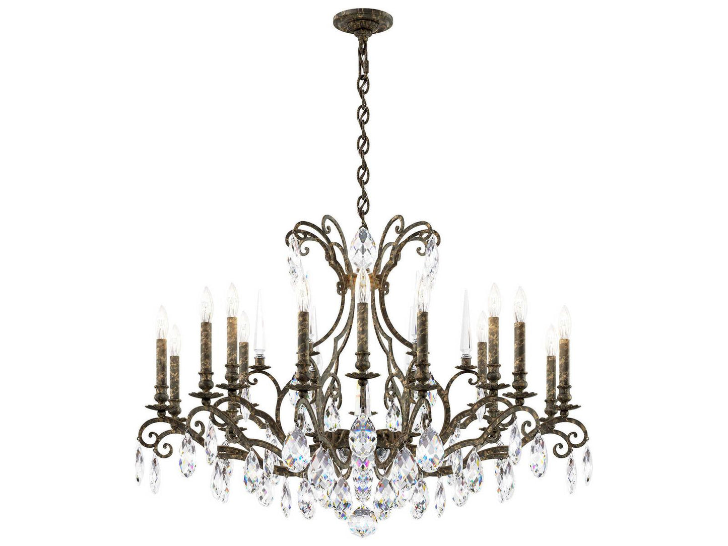 Schonbek Renaissance Nouveau 18-Light Crystal Candelabra Chandelier in Heirloom Bronze