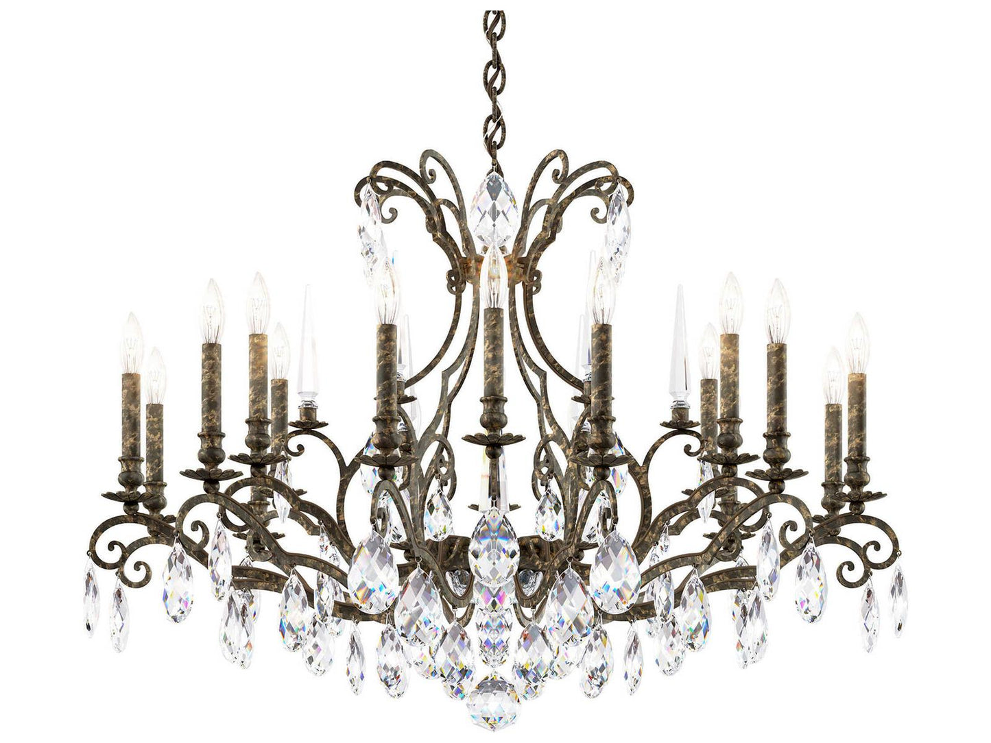 Schonbek Renaissance Nouveau 18-Light Crystal Candelabra Chandelier in Heirloom Bronze