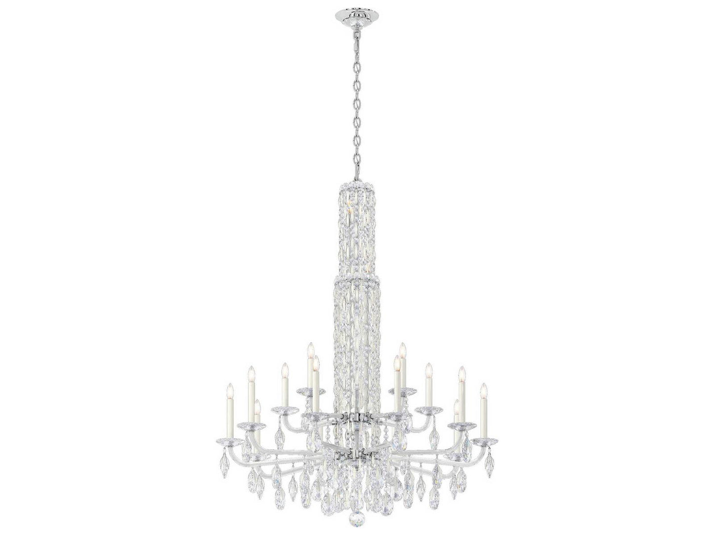 Schonbek Siena 17-Light Crystal Candelabra Chandelier with Cascading Drops