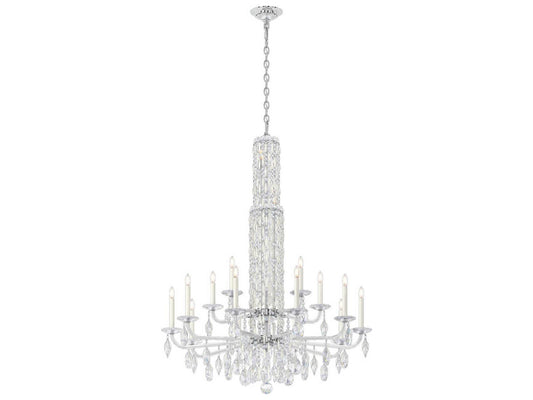 Schonbek Siena 17-Light Crystal Candelabra Chandelier with Cascading Drops