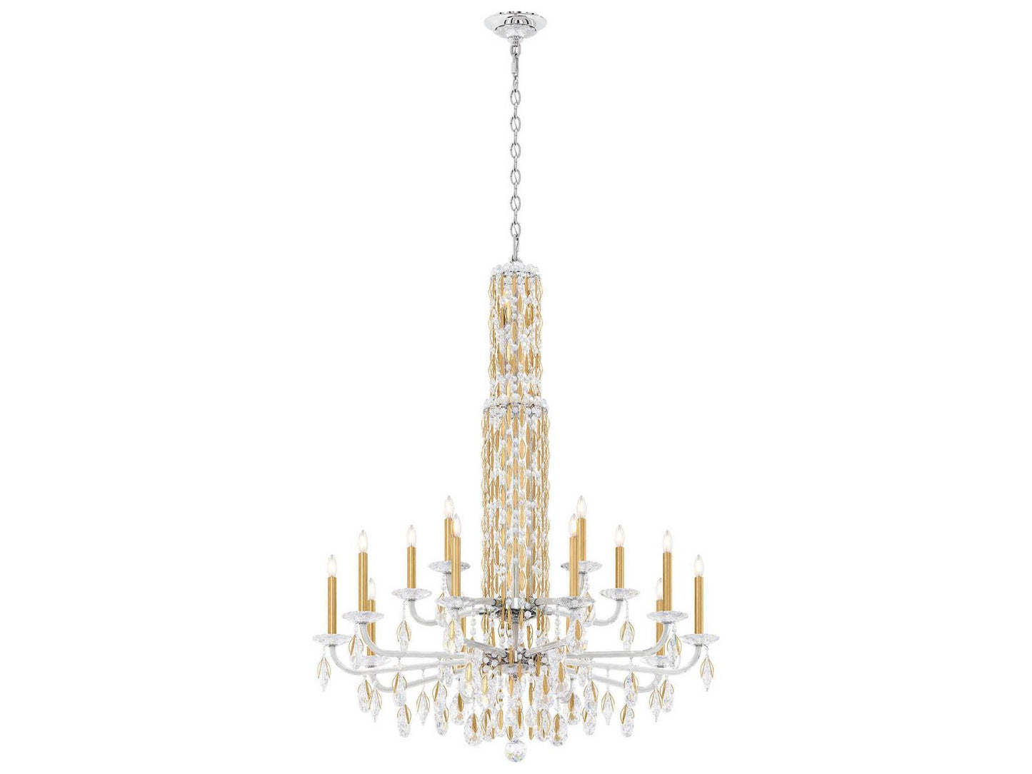 Schonbek Siena 17-Light Crystal Candelabra Chandelier with Cascading Drops