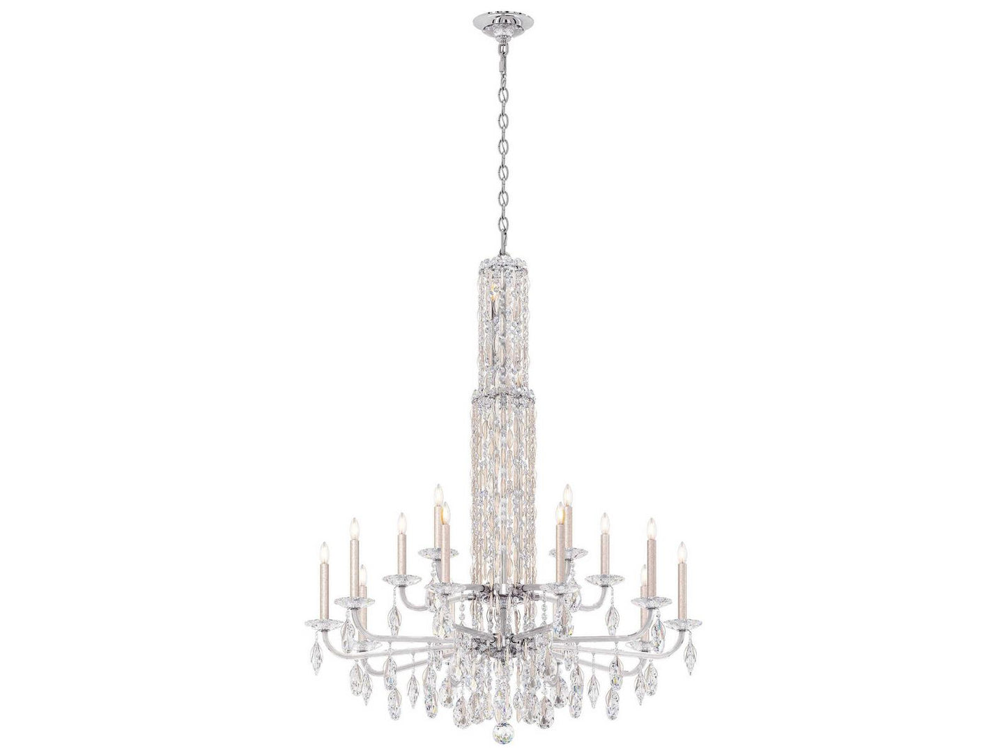 Schonbek Siena 17-Light Crystal Candelabra Chandelier with Cascading Drops