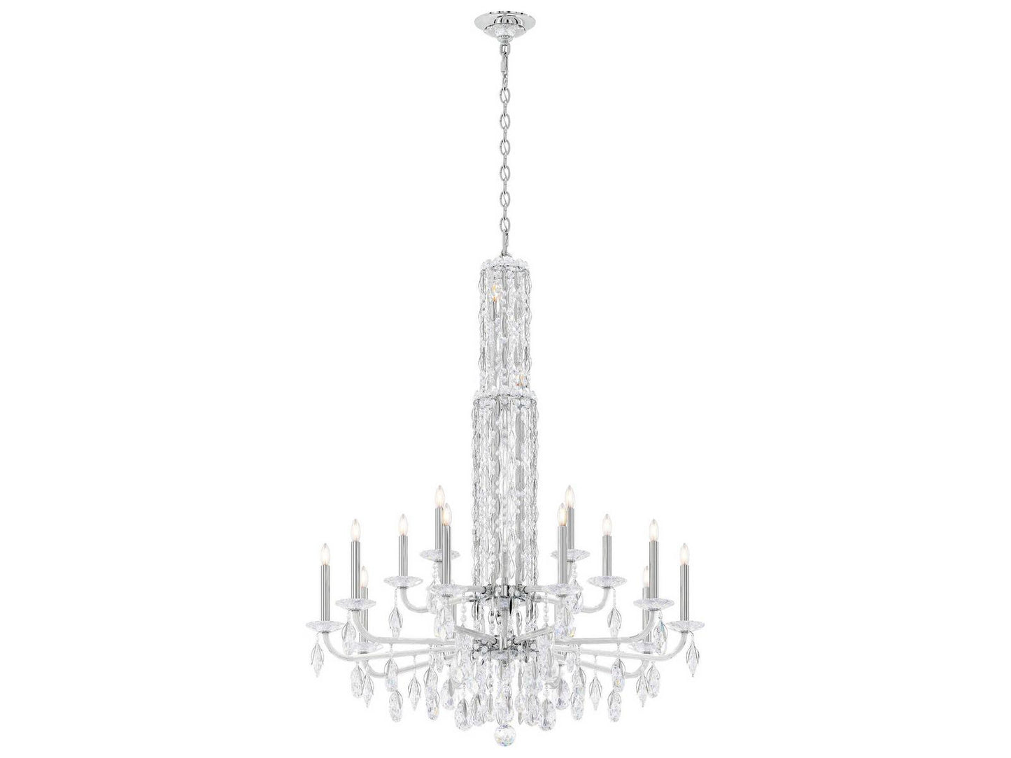 Schonbek Siena 17-Light Crystal Candelabra Chandelier with Cascading Drops