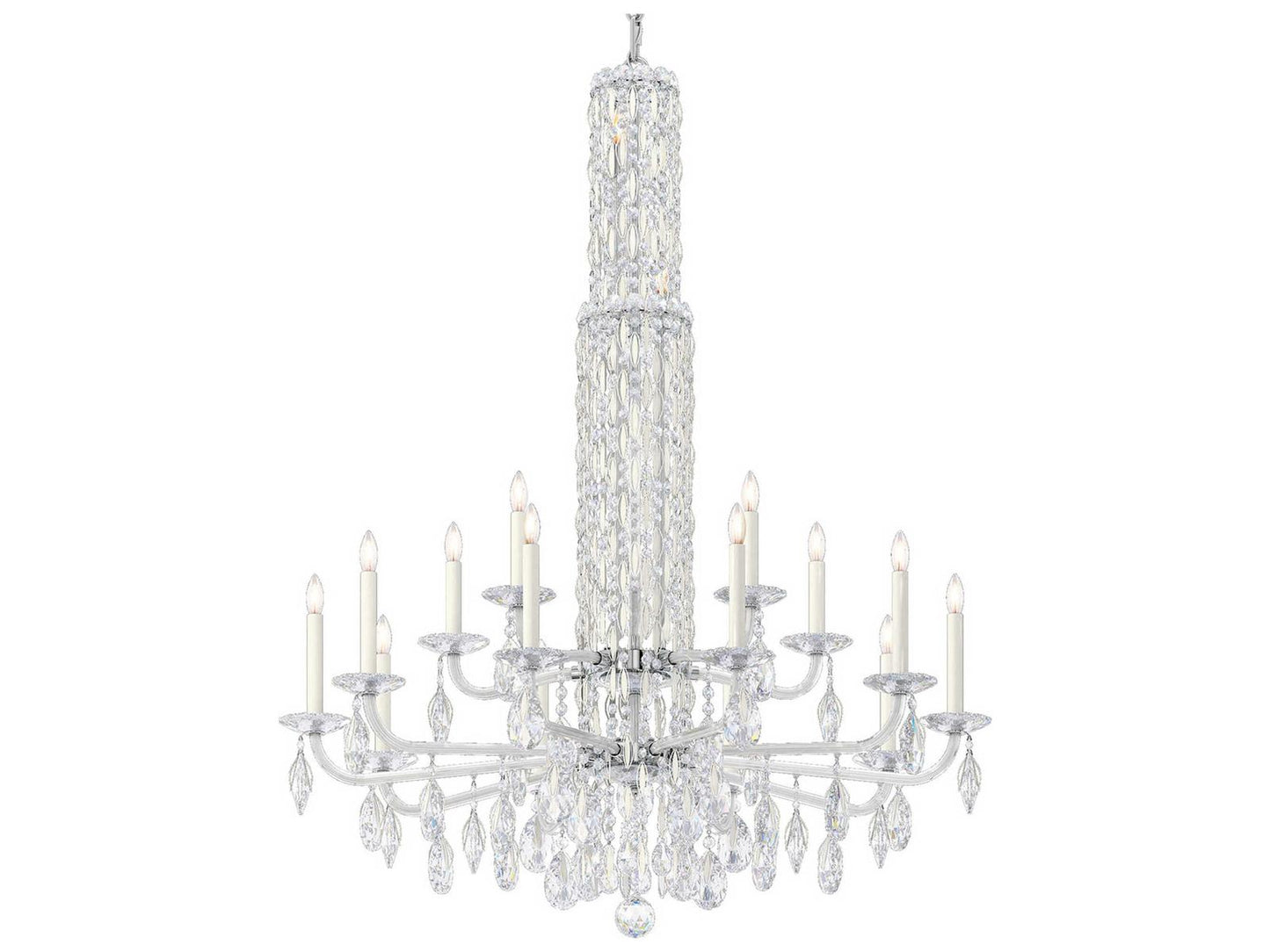 Schonbek Siena 17-Light Crystal Candelabra Chandelier with Cascading Drops