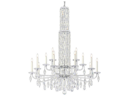 Schonbek Siena 17-Light Crystal Candelabra Chandelier with Cascading Drops