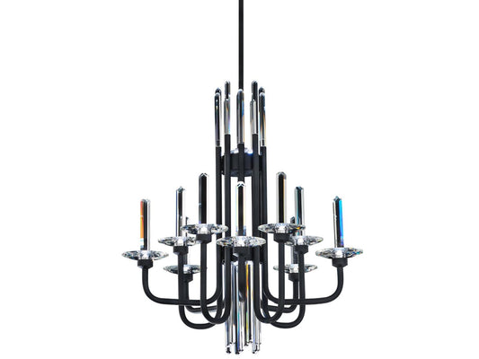 Schonbek Calliope 12-Light Integrated LED Chandelier in Black with Optic Crystal