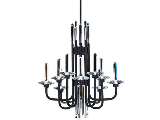 Schonbek Calliope 12-Light Integrated LED Chandelier in Black with Optic Crystal