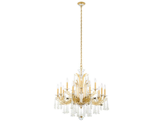 Schonbek 15-Light MacLyn Candelabra Chandelier in Brass with Radiance Crystal