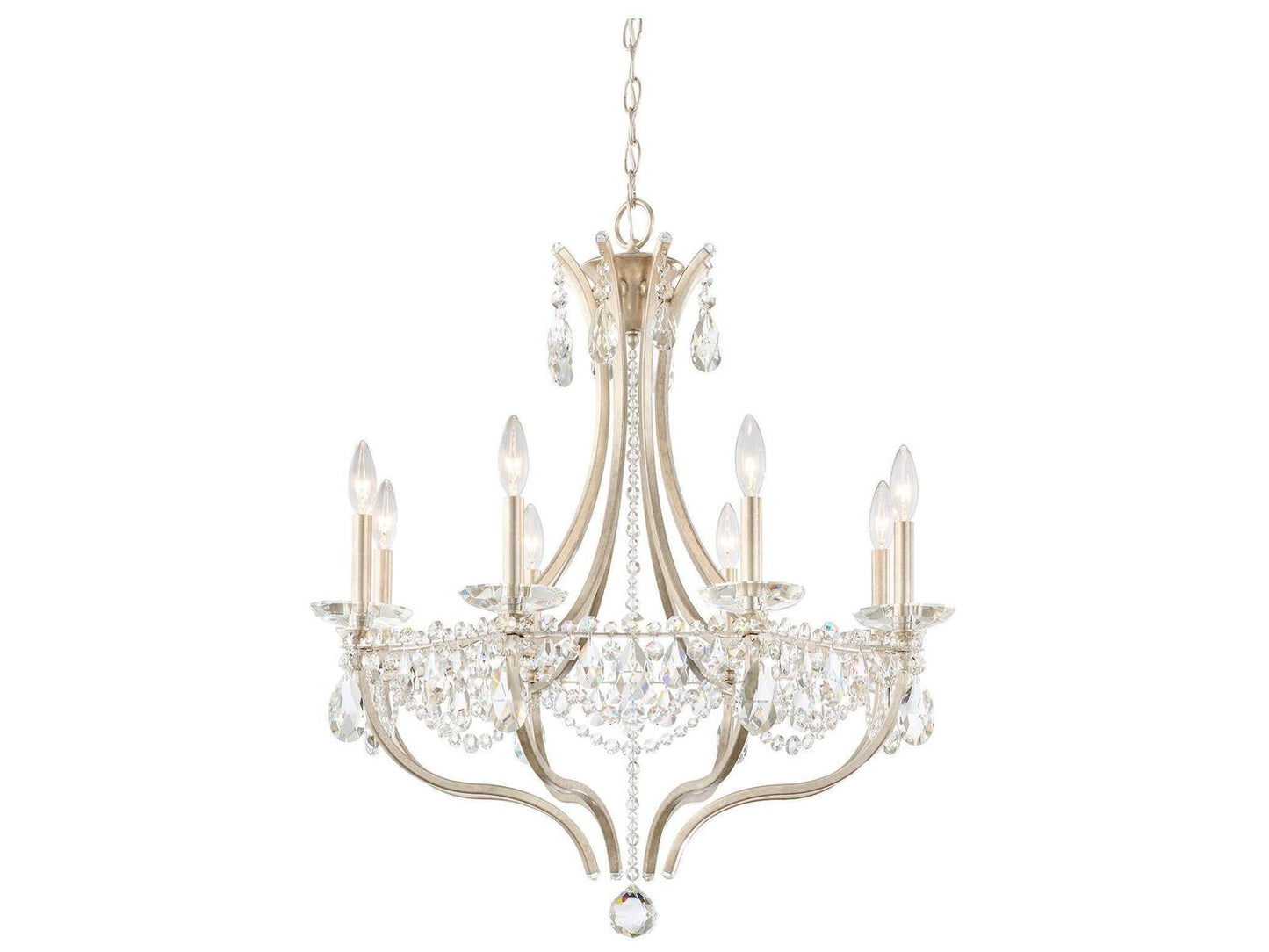 Schonbek Adley 8-Light Candelabra Chandelier in White Gold