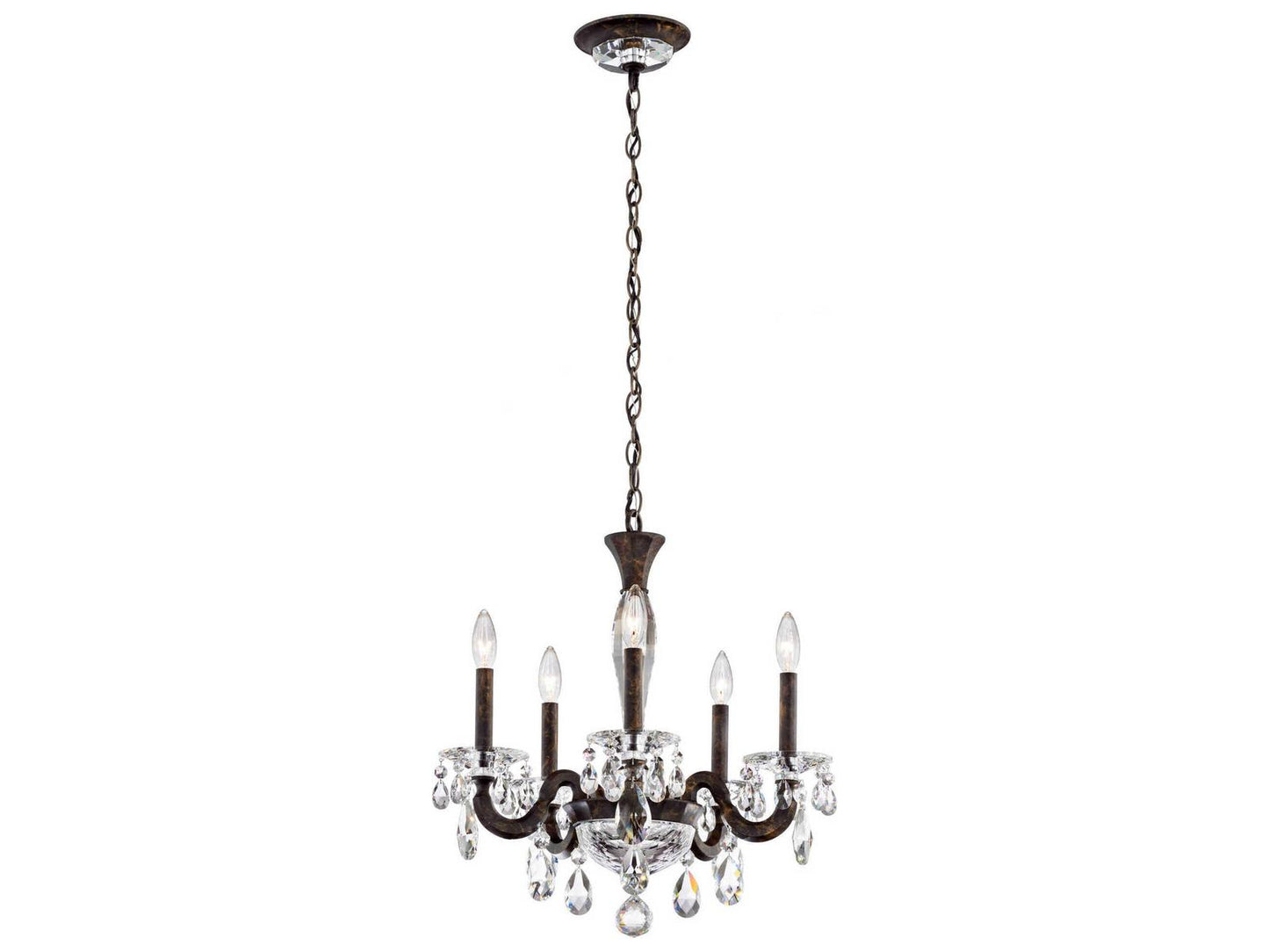 Schonbek 5-Light San Marco Candelabra Chandelier in Heirloom Bronze with Radiance Crystal