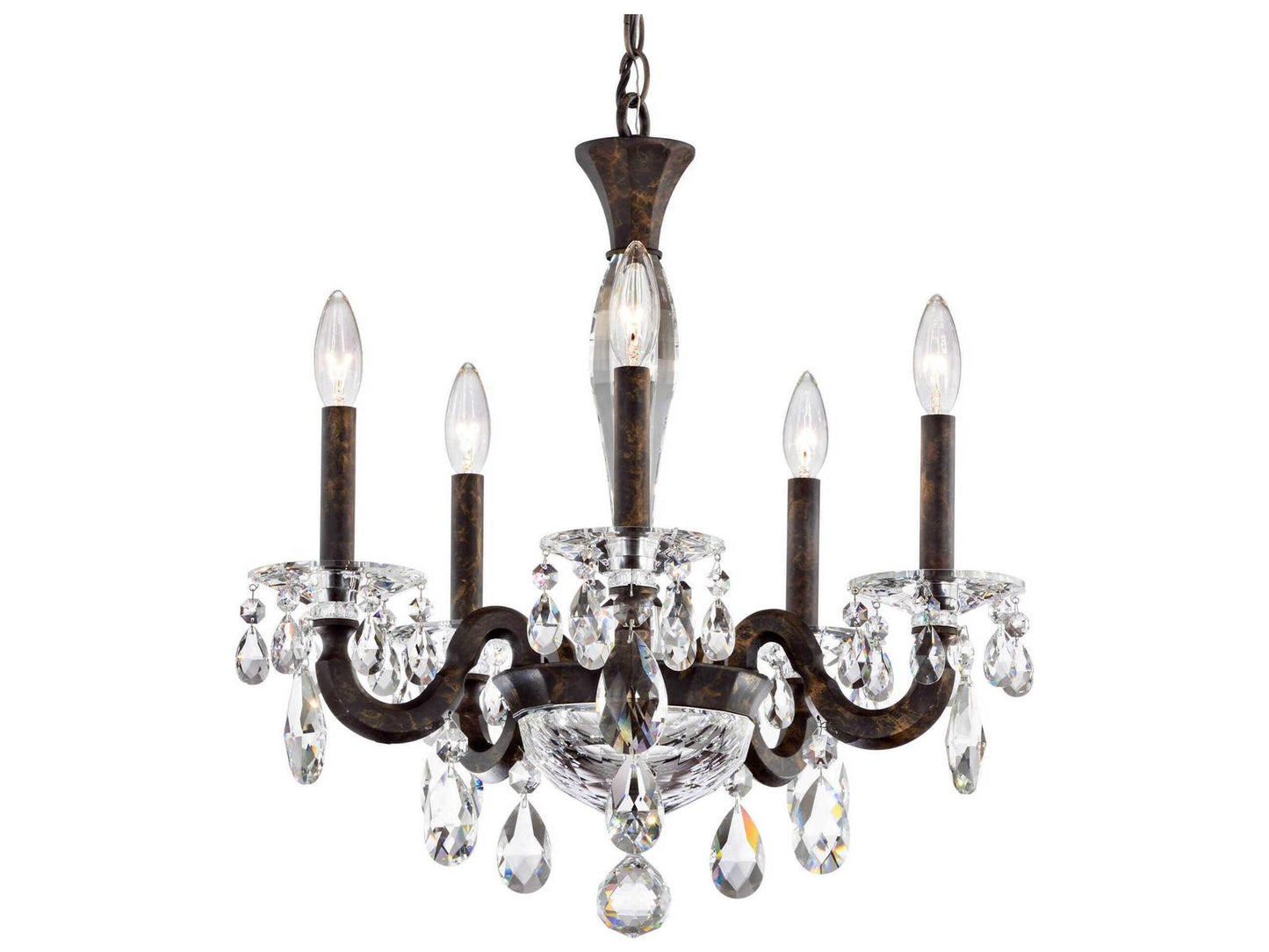 Schonbek 5-Light San Marco Candelabra Chandelier in Heirloom Bronze with Radiance Crystal