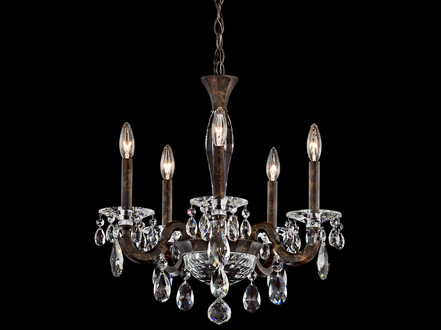 Schonbek 5-Light San Marco Candelabra Chandelier in Heirloom Bronze with Radiance Crystal