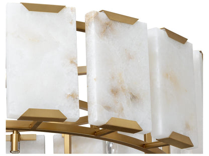 Sunpan 9-Light Rovira Chandelier with Alabaster Panels in Brushed Gold
