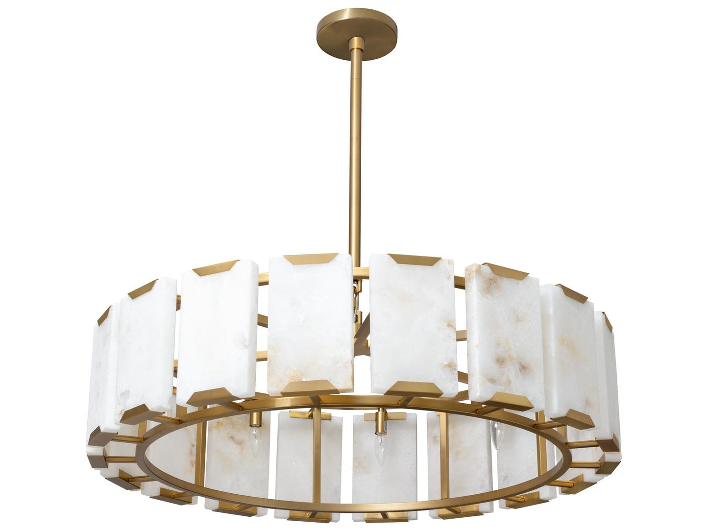 Sunpan 9-Light Rovira Chandelier with Alabaster Panels in Brushed Gold