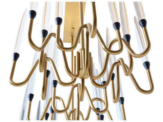 Sunpan Hestia Large Linear LED Chandelier in Matte Black and Brushed Gold