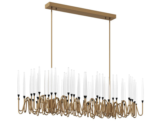 Sunpan Hestia Large Linear LED Chandelier in Matte Black and Brushed Gold