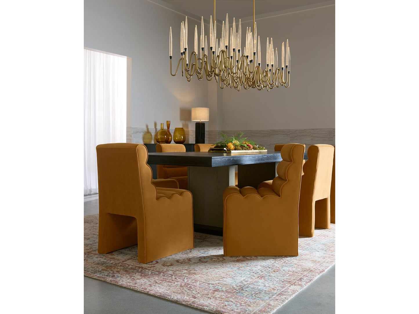 Sunpan Hestia Large Linear LED Chandelier in Matte Black and Brushed Gold