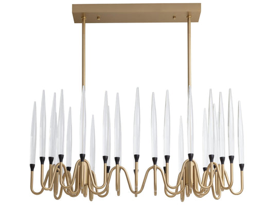 Sunpan Hestia Small LED Chandelier in Brushed Gold with Acrylic Rods