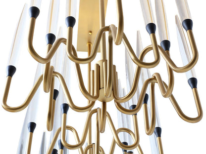 Sunpan Hestia Small LED Chandelier in Brushed Gold with Acrylic Rods