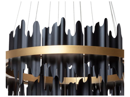 Sunpan Icarus LED Chandelier in Matte Black and Brushed Gold Finish