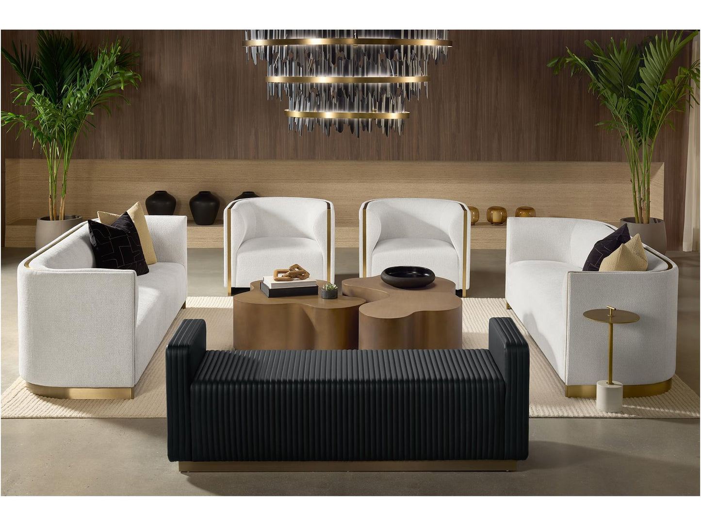 Sunpan Icarus LED Chandelier in Matte Black and Brushed Gold Finish