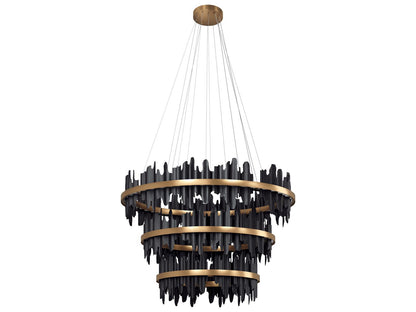 Sunpan Icarus LED Chandelier in Matte Black and Brushed Gold Finish