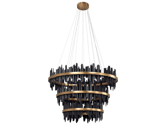 Sunpan Icarus LED Chandelier in Matte Black and Brushed Gold Finish