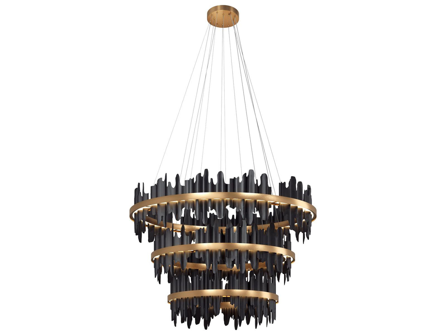 Sunpan Icarus LED Chandelier in Matte Black and Brushed Gold Finish