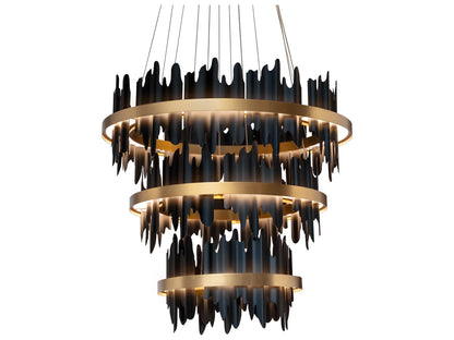 Sunpan Icarus Small LED Chandelier in Matte Black Gold Silver