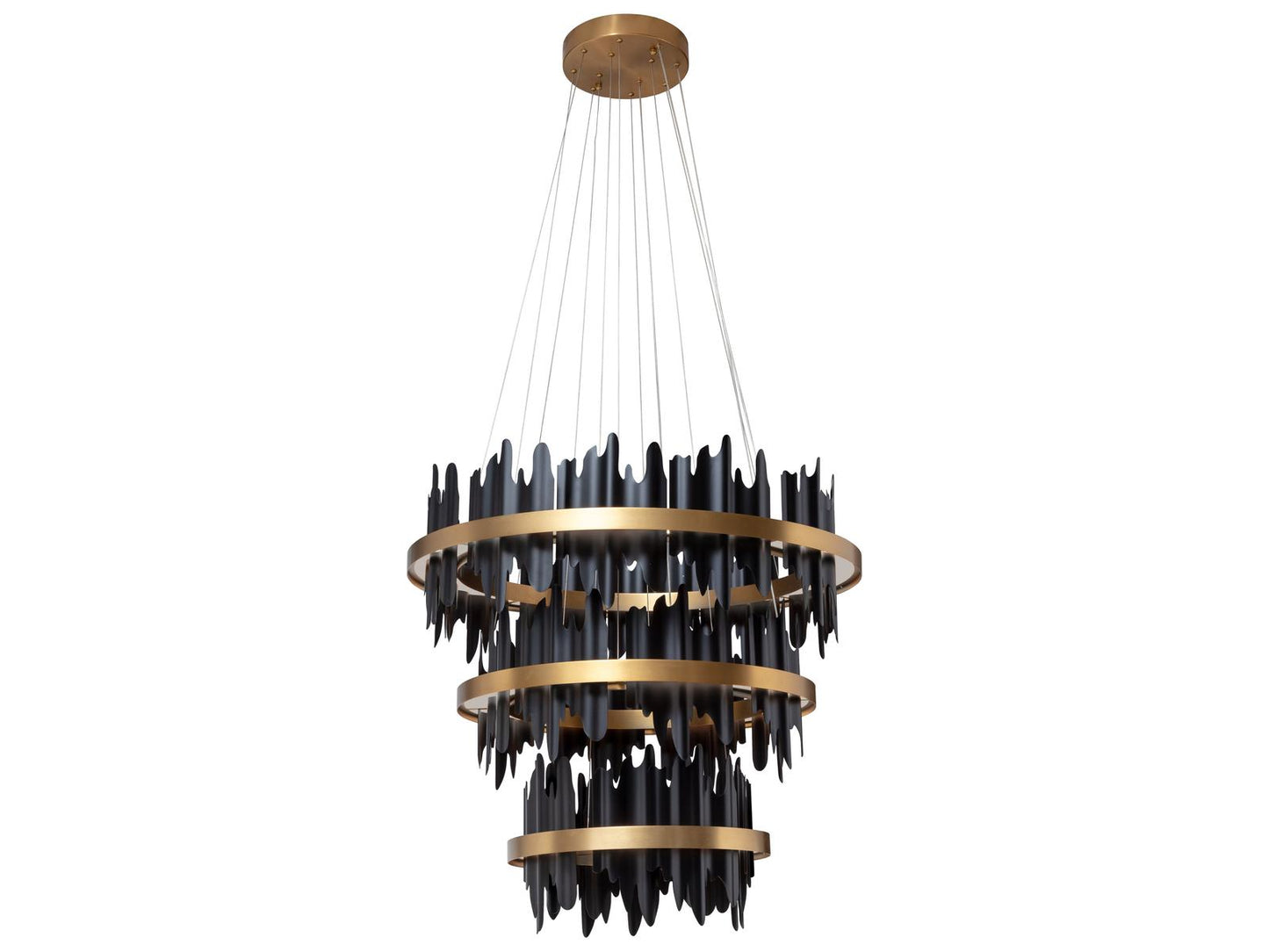 Sunpan Icarus Small LED Chandelier in Matte Black Gold Silver