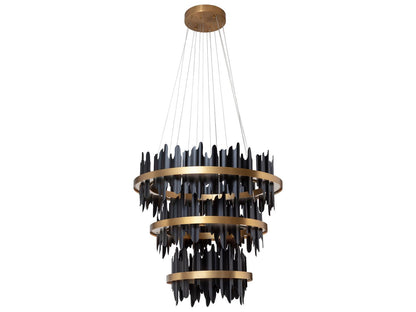 Sunpan Icarus Small LED Chandelier in Matte Black Gold Silver