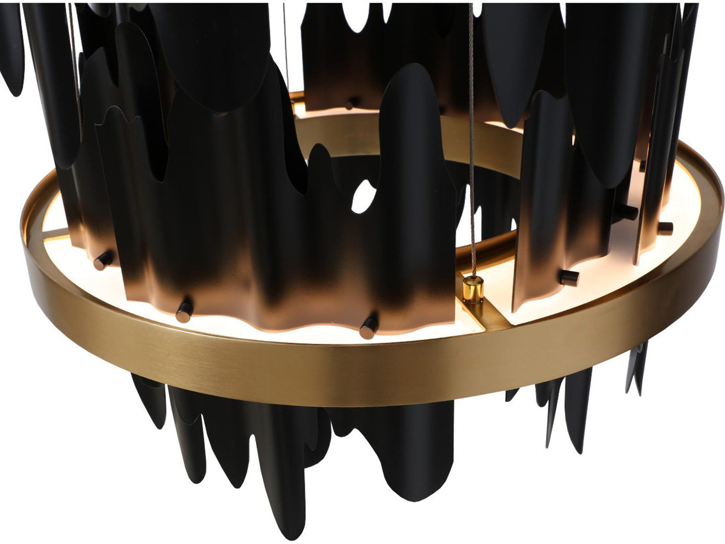 Sunpan Icarus Small LED Chandelier in Matte Black Gold Silver