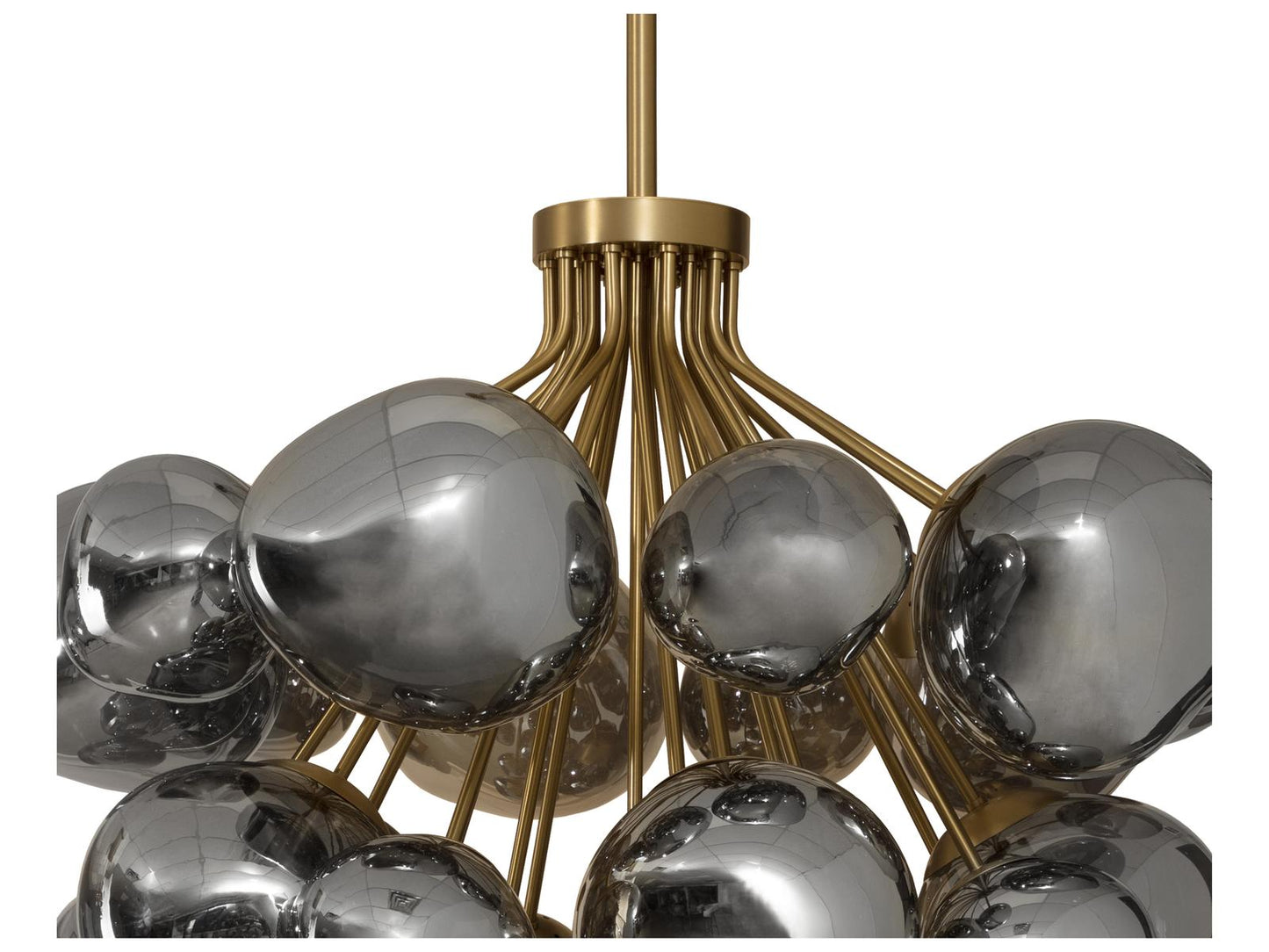 Sunpan Dionis 27-Light Round Chandelier in Brushed Gold with Smoked Glass