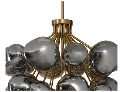 Sunpan Dionis 27-Light Round Chandelier in Brushed Gold with Smoked Glass