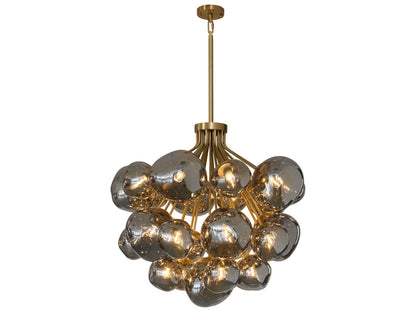 Sunpan Dionis 27-Light Round Chandelier in Brushed Gold with Smoked Glass