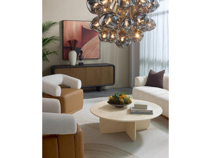 Sunpan Dionis 27-Light Round Chandelier in Brushed Gold with Smoked Glass
