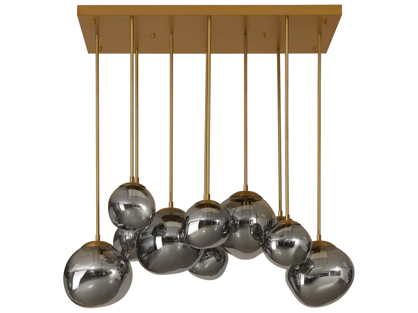 Sunpan 10-Light Dionis Chandelier in Rectangular with Brushed Gold Finish