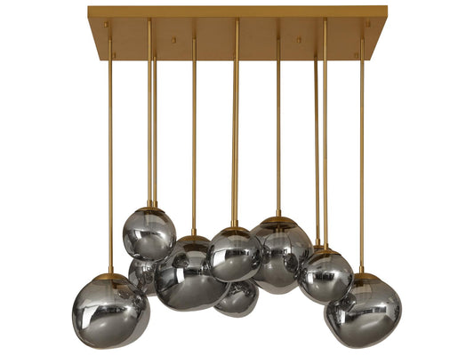 Sunpan 10-Light Dionis Chandelier in Rectangular with Brushed Gold Finish