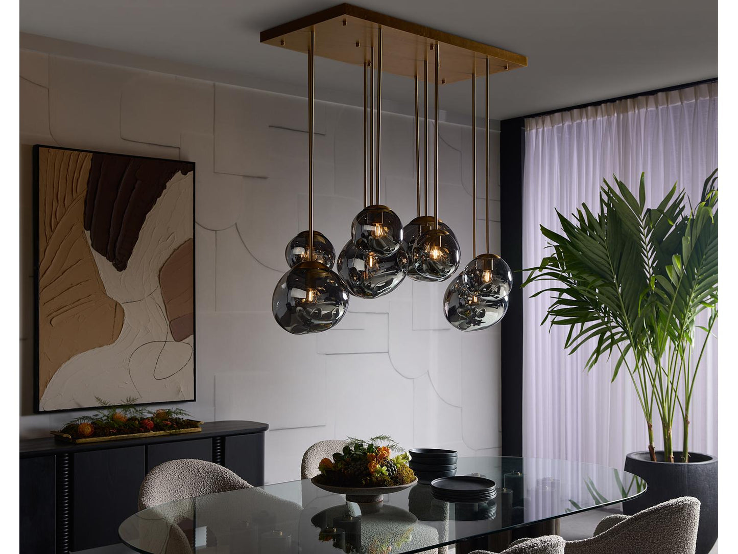 Sunpan 10-Light Dionis Chandelier in Rectangular with Brushed Gold Finish