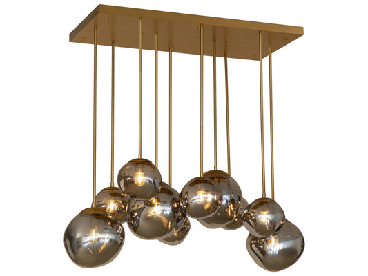 Sunpan 10-Light Dionis Chandelier in Rectangular with Brushed Gold Finish