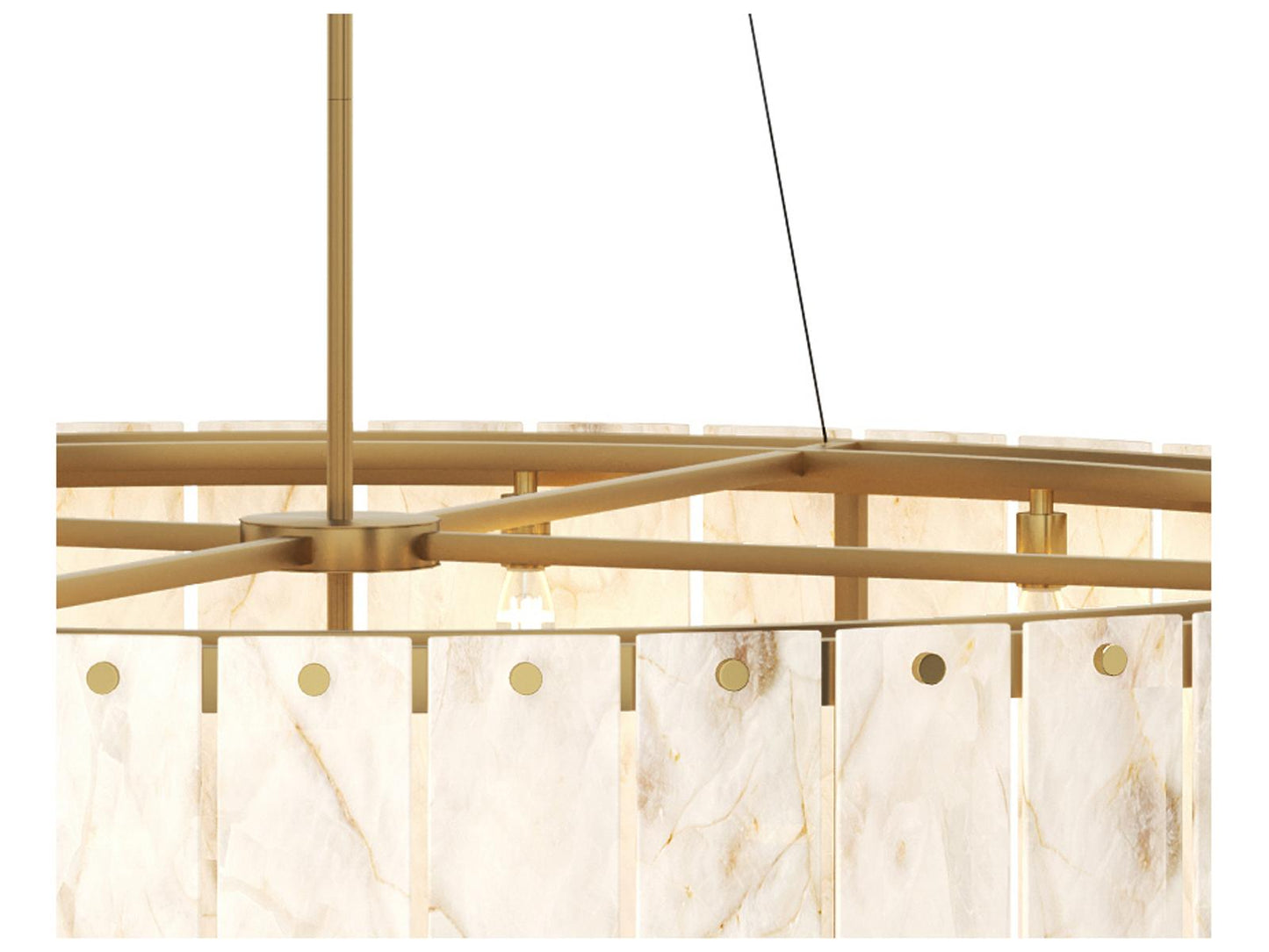 Sunpan Apsara 24-Light Alabaster Chandelier in Antique Brass