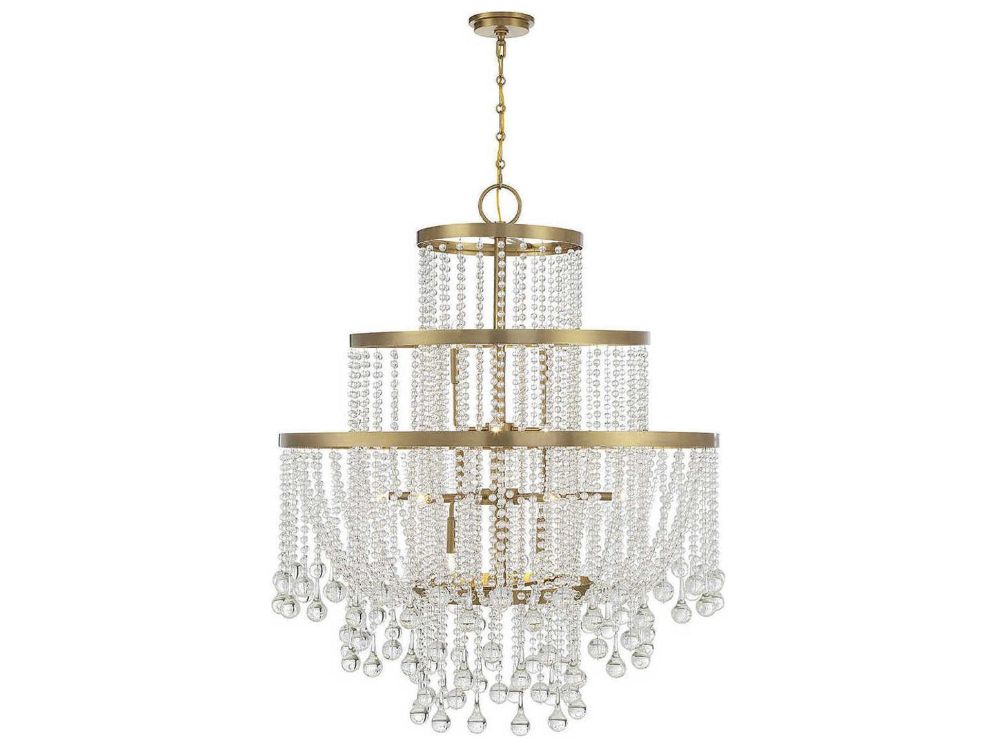Savoy House Luna 15-Light Crystal Chandelier in Warm Brass