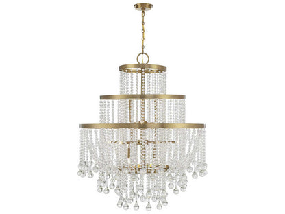 Savoy House Luna 15-Light Crystal Chandelier in Warm Brass
