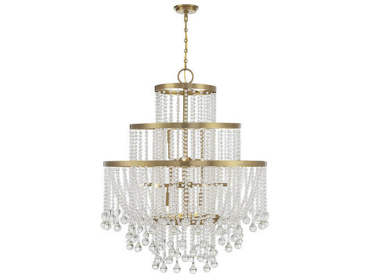 Savoy House Luna 15-Light Crystal Chandelier in Warm Brass