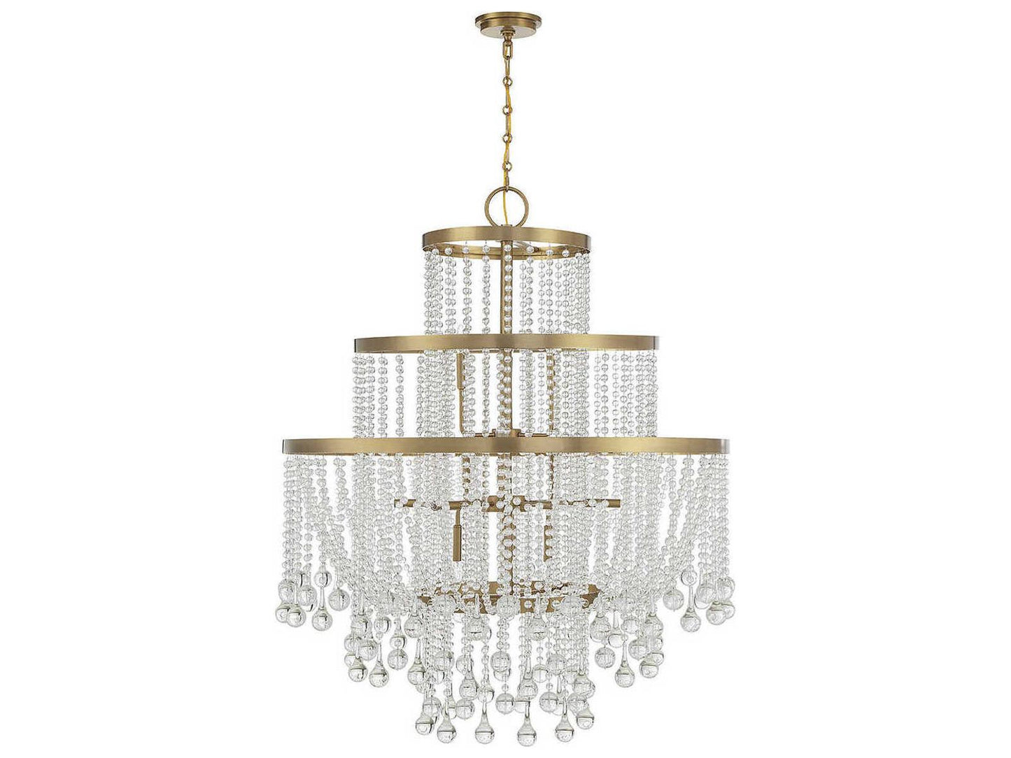 Savoy House Luna 15-Light Crystal Chandelier in Warm Brass