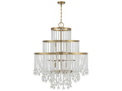 Savoy House Luna 15-Light Crystal Chandelier in Warm Brass