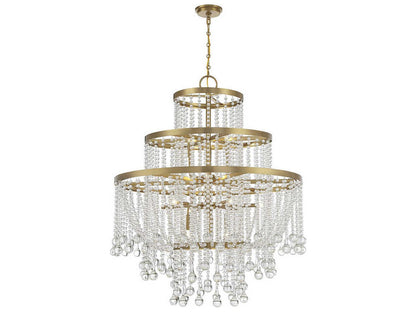 Savoy House Luna 15-Light Crystal Chandelier in Warm Brass