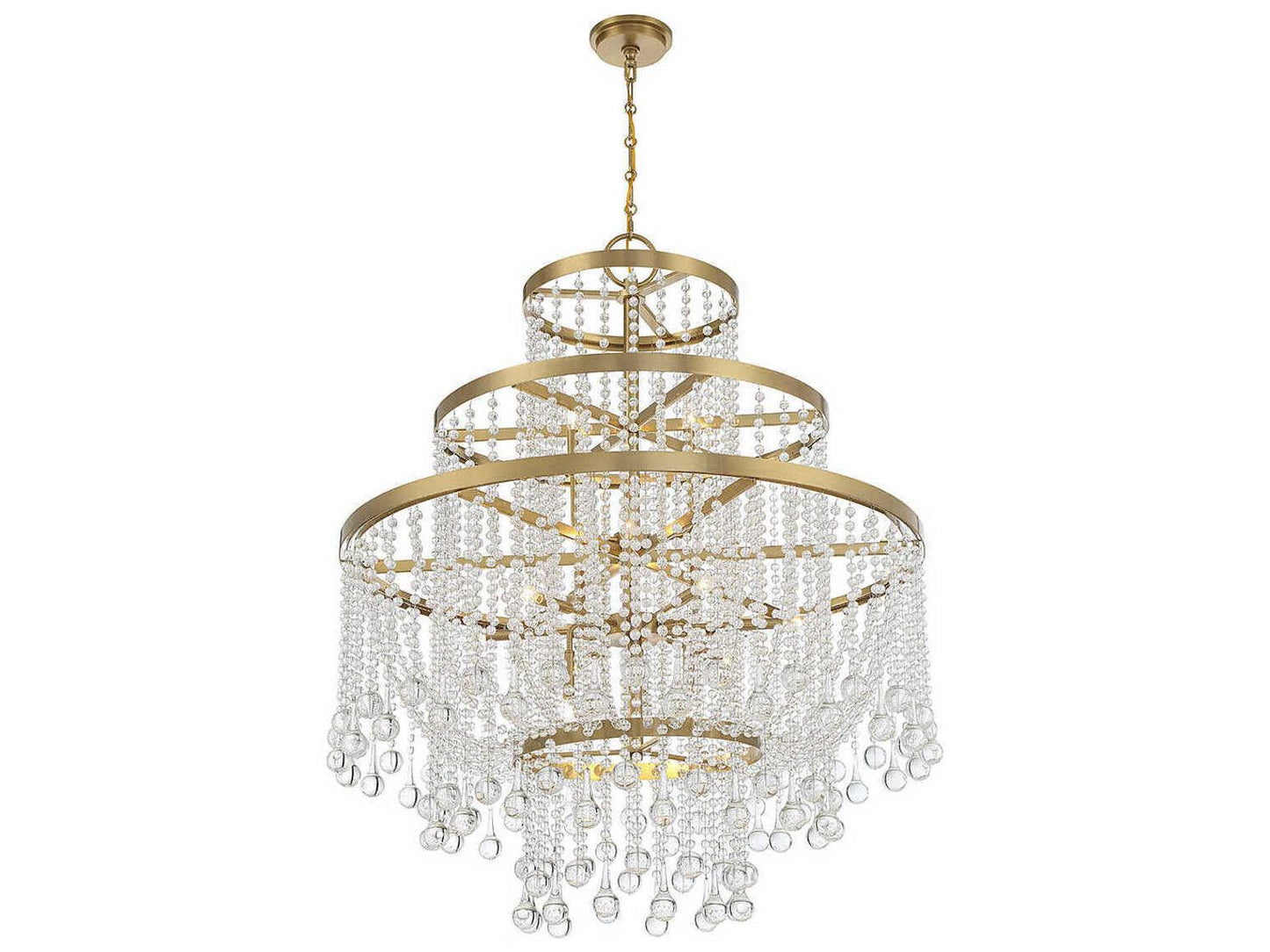 Savoy House Luna 15-Light Crystal Chandelier in Warm Brass
